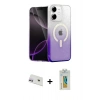 MARSİLYAN™- iPhone 12 Kılıf Eksen Minimal Özel Seri - Siyah Polymer Nano Ekran Koruyucu + Rainbow Kamera Lens Koruma Cam - MR