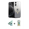 MARSİLYAN™- iPhone 12 Kılıf Eksen Minimal Özel Seri - Siyah Polymer Nano Ekran Koruyucu + Raze Metal Kamera Lens - MI