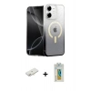 MARSİLYAN™- iPhone 12 Kılıf Eksen Minimal Özel Seri - Siyah Polymer Nano Ekran Koruyucu + Renkli Kamera Lens Koruma Cam - YL