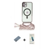 MARSİLYAN™- iPhone 12 Kılıf Eksen Özel Seri - Şeffaf Pasifik Cam Ekran Koruyucu + Shine Kamera Lens Koruma Cam - GS