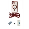 MARSİLYAN™- iPhone 12 Kılıf Eksen Özel Seri - Şeffaf Pasifik Cam Ekran Koruyucu + Shine Kamera Lens Koruma Cam - GS
