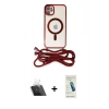 MARSİLYAN™- iPhone 12 Kılıf Eksen Özel Seri - Şeffaf Pasifik Cam Ekran Koruyucu + Kamera Lens Koruma Cam - SF