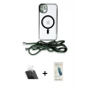 MARSİLYAN™- iPhone 12 Kılıf Eksen Özel Seri - Şeffaf Pasifik Cam Ekran Koruyucu + Kamera Lens Koruma Cam - SF