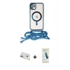 MARSİLYAN™- iPhone 12 Kılıf Eksen Özel Seri - Şeffaf Pasifik Cam Ekran Koruyucu + Rainbow Kamera Lens Koruma Cam - MR