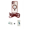 MARSİLYAN™- iPhone 12 Kılıf Eksen Özel Seri - Şeffaf Pasifik Cam Ekran Koruyucu + Rainbow Kamera Lens Koruma Cam - YL