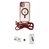 MARSİLYAN™- iPhone 12 Kılıf Eksen Özel Seri - Şeffaf Pasifik Cam Ekran Koruyucu + Rainbow Kamera Lens Koruma Cam - MR