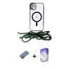 MARSİLYAN™- iPhone 12 Kılıf Eksen Özel Seri - Siyah Bilvis 5in1 3D Magic Cam Ekran Koruyucu + Metal Kamera Lens Koruma Cam - KI