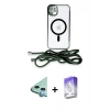 MARSİLYAN™- iPhone 12 Kılıf Eksen Özel Seri - Siyah Bilvis 5in1 3D Magic Cam Ekran Koruyucu + Raze Metal Kamera Lens - MI