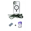 MARSİLYAN™- iPhone 12 Kılıf Eksen Özel Seri - Siyah Bilvis 5in1 3D Magic Cam Ekran Koruyucu + Metal Kamera Lens Koruma Cam - AKYL