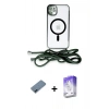 MARSİLYAN™- iPhone 12 Kılıf Eksen Özel Seri - Siyah Bilvis 5in1 3D Magic Cam Ekran Koruyucu + Metal Kamera Lens Koruma Cam - MI