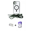 MARSİLYAN™- iPhone 12 Kılıf Eksen Özel Seri - Siyah Bilvis 5in1 3D Magic Cam Ekran Koruyucu + Rainbow Kamera Lens Koruma Cam - MR