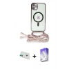 MARSİLYAN™- iPhone 12 Kılıf Eksen Özel Seri - Siyah Bilvis 5in1 3D Magic Cam Ekran Koruyucu + Rainbow Kamera Lens Koruma Cam - YL