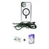MARSİLYAN™- iPhone 12 Kılıf Eksen Özel Seri - Siyah Bilvis 5in1 3D Magic Cam Ekran Koruyucu + Rainbow Kamera Lens Koruma Cam - YL