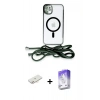 MARSİLYAN™- iPhone 12 Kılıf Eksen Özel Seri - Siyah Bilvis 5in1 3D Magic Cam Ekran Koruyucu + Renkli Kamera Lens Koruma Cam - YL