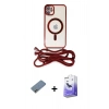 MARSİLYAN™- iPhone 12 Kılıf Eksen Özel Seri - Siyah Bilvis 5in1 5D Magic Hayalet Cam Ekran Koruyucu + Gökkuşağı Shine Kamera Lens Koruma Cam