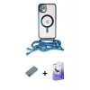 MARSİLYAN™- iPhone 12 Kılıf Eksen Özel Seri - Siyah Bilvis 5in1 5D Magic Hayalet Cam Ekran Koruyucu + Metal Kamera Lens Koruma Cam - AKYL