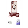 MARSİLYAN™- iPhone 12 Kılıf Eksen Özel Seri - Siyah Bilvis 5in1 5D Magic Hayalet Cam Ekran Koruyucu + Rainbow Kamera Lens Koruma Cam - MR