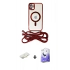 MARSİLYAN™- iPhone 12 Kılıf Eksen Özel Seri - Siyah Bilvis 5in1 5D Magic Hayalet Cam Ekran Koruyucu + Renkli Kamera Lens Koruma Cam - SI
