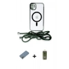 MARSİLYAN™- iPhone 12 Kılıf Eksen Özel Seri - Siyah Joko Magic 5D Hayalet Cam + Metal Kamera Lens Koruma Cam - GD