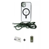 MARSİLYAN™- iPhone 12 Kılıf Eksen Özel Seri - Siyah Joko Magic 5D Hayalet Cam + Rainbow Kamera Lens Koruma Cam - MR