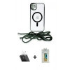 MARSİLYAN™- iPhone 12 Kılıf Eksen Özel Seri - Siyah Polymer Nano Ekran Koruyucu + Kamera Lens Koruma Cam - SF