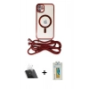 MARSİLYAN™- iPhone 12 Kılıf Eksen Özel Seri - Siyah Polymer Nano Ekran Koruyucu + Kamera Lens Koruma Cam - SF