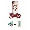 MARSİLYAN™- iPhone 12 Kılıf Eksen Özel Seri - Siyah Polymer Nano Ekran Koruyucu + Raze Metal Kamera Lens - KI