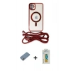 MARSİLYAN™- iPhone 12 Kılıf Eksen Özel Seri - Siyah Polymer Nano Ekran Koruyucu + Metal Kamera Lens Koruma Cam - AKYL