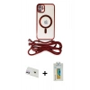 MARSİLYAN™- iPhone 12 Kılıf Eksen Özel Seri - Siyah Polymer Nano Ekran Koruyucu + Rainbow Kamera Lens Koruma Cam - MR