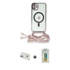 MARSİLYAN™- iPhone 12 Kılıf Eksen Özel Seri - Siyah Polymer Nano Ekran Koruyucu + Rainbow Kamera Lens Koruma Cam - MR