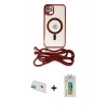 MARSİLYAN™- iPhone 12 Kılıf Eksen Özel Seri - Siyah Polymer Nano Ekran Koruyucu + Rainbow Kamera Lens Koruma Cam - YL
