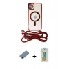 MARSİLYAN™- iPhone 12 Kılıf Eksen Özel Seri - Siyah Polymer Nano Ekran Koruyucu + Shine Kamera Lens Koruma Cam - GI