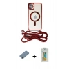 MARSİLYAN™- iPhone 12 Kılıf Eksen Özel Seri - Siyah Polymer Nano Ekran Koruyucu + Shine Kamera Lens Koruma Cam - GS