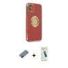 MARSİLYAN™- iPhone 12 Kılıf İz Form Serisi - Şeffaf Pasifik Cam Ekran Koruyucu + Metal Kamera Lens Koruma Cam - KI