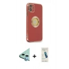 MARSİLYAN™- iPhone 12 Kılıf İz Form Serisi - Şeffaf Pasifik Cam Ekran Koruyucu + Raze Metal Kamera Lens - MI