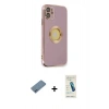 MARSİLYAN™- iPhone 12 Kılıf İz Form Serisi - Şeffaf Pasifik Cam Ekran Koruyucu + Shine Kamera Lens Koruma Cam - MI