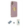 MARSİLYAN™- iPhone 12 Kılıf İz Form Serisi - Şeffaf Pasifik Cam Ekran Koruyucu + Metal Kamera Lens Koruma Cam - AKYL