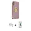 MARSİLYAN™- iPhone 12 Kılıf İz Form Serisi - Şeffaf Pasifik Cam Ekran Koruyucu + Rainbow Kamera Lens Koruma Cam - MR