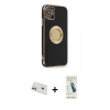 MARSİLYAN™- iPhone 12 Kılıf İz Form Serisi - Şeffaf Pasifik Cam Ekran Koruyucu + Rainbow Kamera Lens Koruma Cam - MR