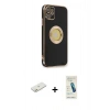 MARSİLYAN™- iPhone 12 Kılıf İz Form Serisi - Şeffaf Pasifik Cam Ekran Koruyucu + Renkli Kamera Lens Koruma Cam - TU