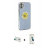 MARSİLYAN™- iPhone 12 Kılıf İz Form Serisi - Şeffaf Pasifik Cam Ekran Koruyucu + Yeşil Rainbow Kamera Lens Koruma Cam