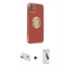 MARSİLYAN™- iPhone 12 Kılıf İz Form Serisi - Şeffaf Pasifik Cam Ekran Koruyucu + Yeşil Rainbow Kamera Lens Koruma Cam