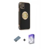 MARSİLYAN™- iPhone 12 Kılıf İz Form Serisi - Siyah Bilvis 5in1 3D Magic Cam Ekran Koruyucu + Metal Kamera Lens Koruma Cam - AKYL