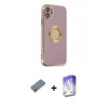 MARSİLYAN™- iPhone 12 Kılıf İz Form Serisi - Siyah Bilvis 5in1 3D Magic Cam Ekran Koruyucu + Metal Kamera Lens Koruma Cam - AKYL
