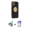 MARSİLYAN™- iPhone 12 Kılıf İz Form Serisi - Siyah Bilvis 5in1 3D Magic Cam Ekran Koruyucu + Raze Metal Kamera Lens - KI