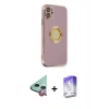 MARSİLYAN™- iPhone 12 Kılıf İz Form Serisi - Siyah Bilvis 5in1 3D Magic Cam Ekran Koruyucu + Raze Metal Kamera Lens - KI