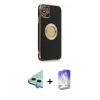 MARSİLYAN™- iPhone 12 Kılıf İz Form Serisi - Siyah Bilvis 5in1 3D Magic Cam Ekran Koruyucu + Raze Metal Kamera Lens - MI