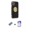 MARSİLYAN™- iPhone 12 Kılıf İz Form Serisi - Siyah Bilvis 5in1 3D Magic Cam Ekran Koruyucu + Metal Kamera Lens Koruma Cam - GD