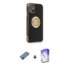 MARSİLYAN™- iPhone 12 Kılıf İz Form Serisi - Siyah Bilvis 5in1 3D Magic Cam Ekran Koruyucu + Metal Kamera Lens Koruma Cam - MI