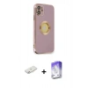 MARSİLYAN™- iPhone 12 Kılıf İz Form Serisi - Siyah Bilvis 5in1 3D Magic Cam Ekran Koruyucu + Renkli Kamera Lens Koruma Cam - PE